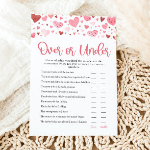 Hjärter Valentine Över eller Under Baby Shower-spe Inbjudningar