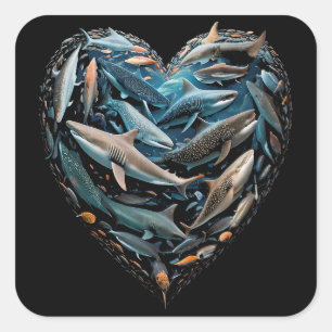 Hjärter vid havsstranden Älskare Kärlek Heart Fyrkantigt Klistermärke