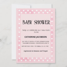 Hjärter vid inbjudan till Rosa Baby Shower