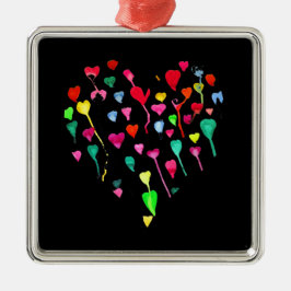 Hjärter: vit, färglös regnbågskonst julgransprydnad metall