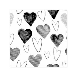 Hjärteskiss för vattenfärgen Hand plockade ut linj Självfärgande Stämpel