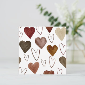 Hjärteskiss för vattenfärgen Hand plockade ut linj Tack Kort