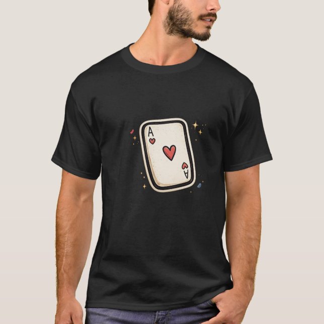 Hjärtess Ess Minimalistisk Spelkorts Konst T Shirt (Framsida)