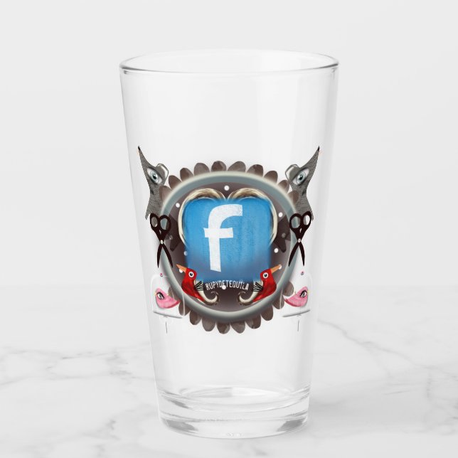 Hjärtfåglar Facebook-logotyp Glaskopp (Framsida)