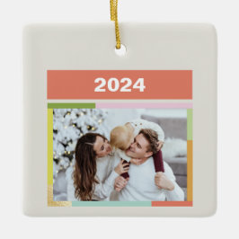 Hjärtfärgad, ljusstark roligt linjer christmas julgransprydnad keramik