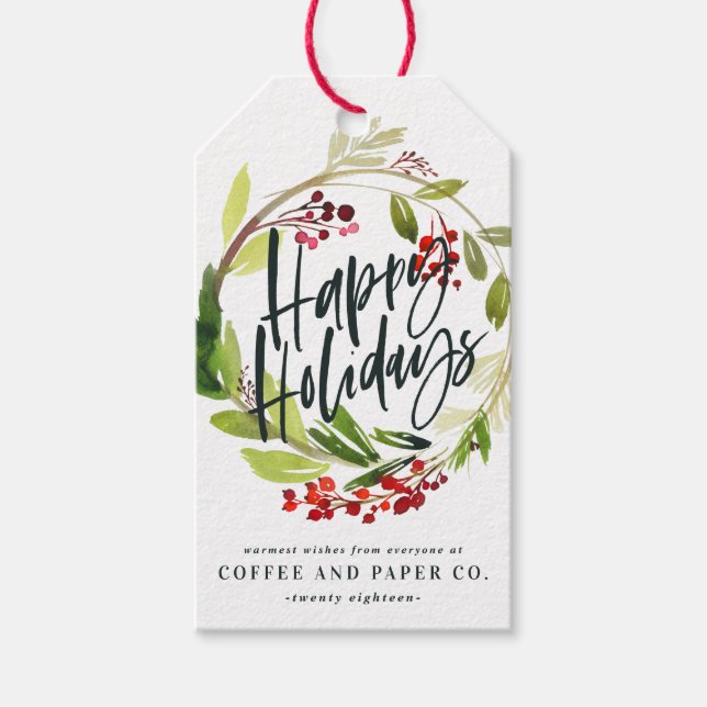 Hjärtfärgsföretag med snabbast helgdagar blommigt presentetikett (Framsidan)