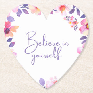 "Hjärtfilt Blooms: Blommigt Hjärtform Design Kuste Underlägg Papper