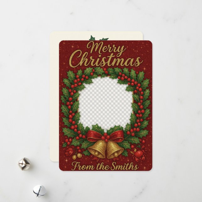 Hjärtfilt Glitter Wandeans Family Foto jul Julkort (Fram/Back In Situ)