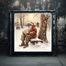 Hjärtfilt Önskemål Black Santa Brev från hemmet Poster