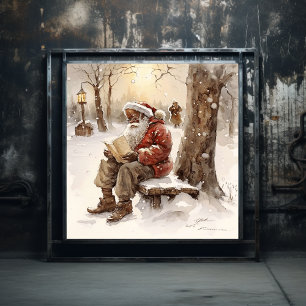 Hjärtfilt Önskemål Black Santa Brev från hemmet Poster