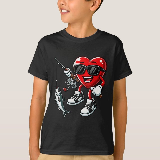 Hjärtfiske Valentines day Småbarn Kids Manar Fis T Shirt (Framsida)