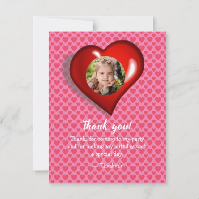 "Hjärtflicka"© Födelsedagsfirande Platt Tacksamhet Tack Kort (Baksida)
