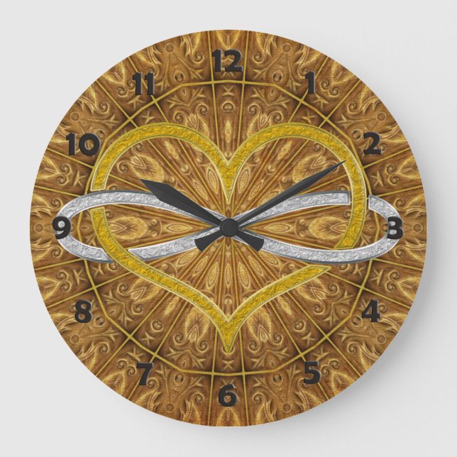 Hjärtförfining Guld Silver Stor Klocka (Framsida)