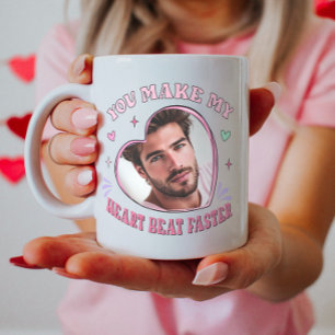 Hjärtform Anpassningsbar Foto Valentine, hjärtslag Kaffemugg