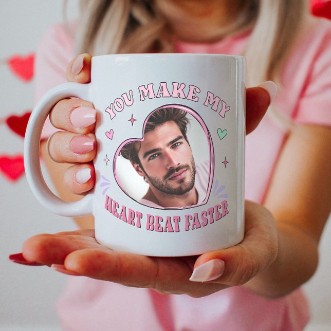 Hjärtform Anpassningsbar Foto Valentine, hjärtslag Kaffemugg (Skapare uppladdad)
