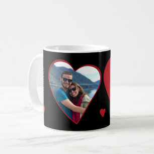 Hjärtform av foto par initialer Valentine Kaffemugg