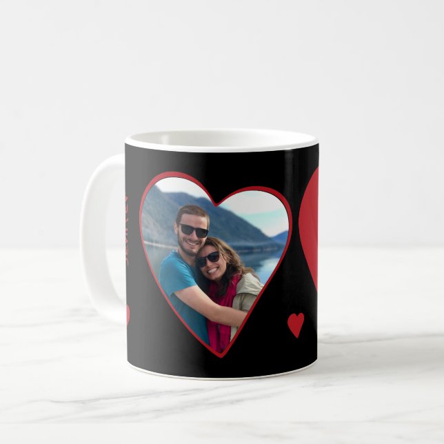 Hjärtform av foto par initialer Valentine Kaffemugg (Framsida vänster)