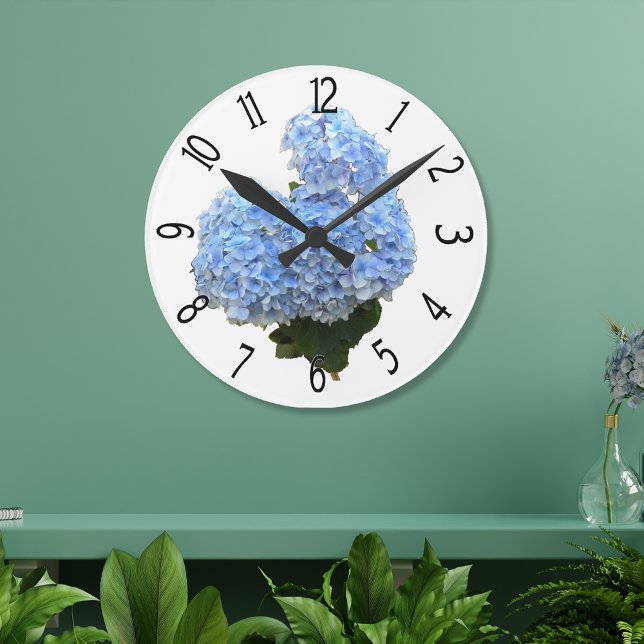 Hjärtform Blått Hydrangea Rund Klocka (Skapare uppladdad)