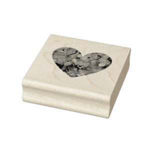 Hjärtform med vattenlevande blomblad stämpel