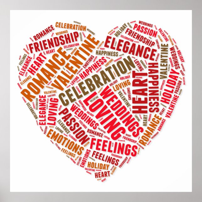 Hjärtform ord moln poster (Framsidan)