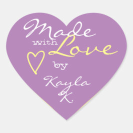 Hjärtform Ram Pastel Lila gjord med Kärlek Hjärtformat Klistermärke