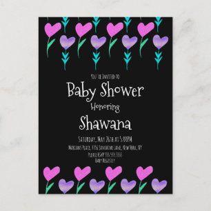 Hjärtformad blommig Alla hjärtans dag baby shower Vykort