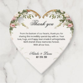 Hjärtformad blommig bröllop tack gåvor etiketter
