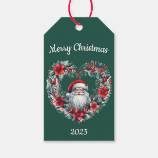 Hjärtformad Blommigt Utandning - Julens Jultomten Presentetikett