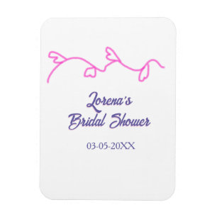 hjärtformad blomster rosa lila bröllopsdusch trend magnet