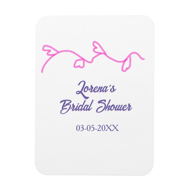 hjärtformad blomster rosa lila bröllopsdusch trend magnet (Vertikal)