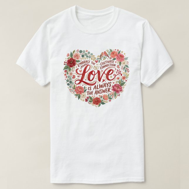 Hjärtformad blomster typografi t shirt (Design framsida)
