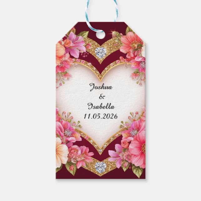 Hjärtformad blomsterarrangemang presentetikett (Framsidan)