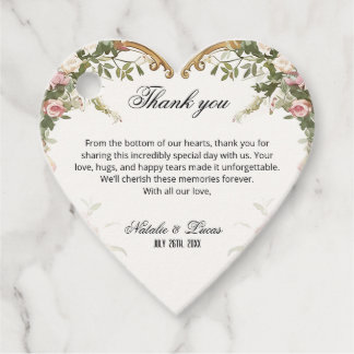 Hjärtformad blomsterbröllop tack gåvor etiketter