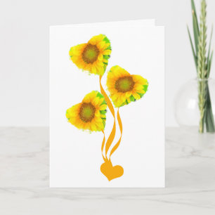 Hjärtformad Bouquet av solblommor Alla hjärtans Kort