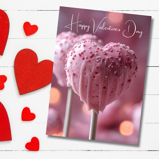 Hjärtformad Cakepops Valentines Hälsning Kort (Skapare uppladdad)