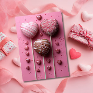 Hjärtformad Cakepops Valentines Hälsning Kort