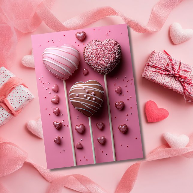Hjärtformad Cakepops Valentines Hälsning Kort (Skapare uppladdad)