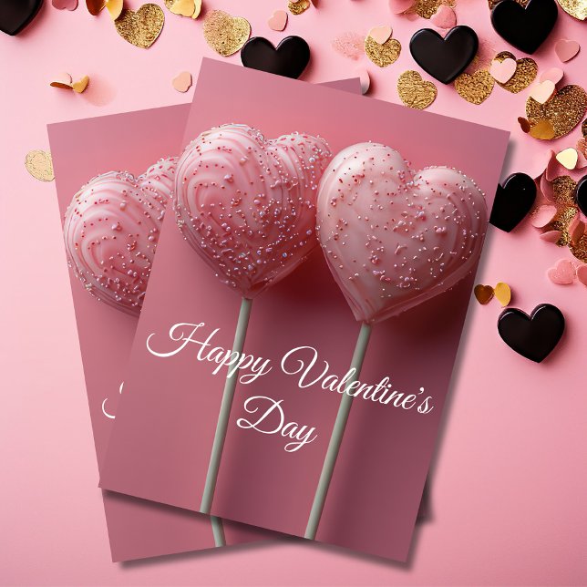 Hjärtformad Cakepops Valentines Hälsning Kort (Skapare uppladdad)