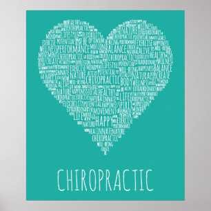 Hjärtformad Chiropraktic Ord Collage Poster