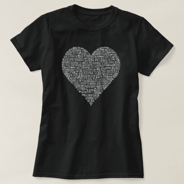 Hjärtformad Chiropraktic Ord Collage Tee Shirt (Design framsida)