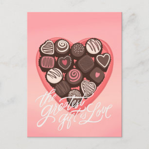 Hjärtformad chokladbox Valentineser design Vykort