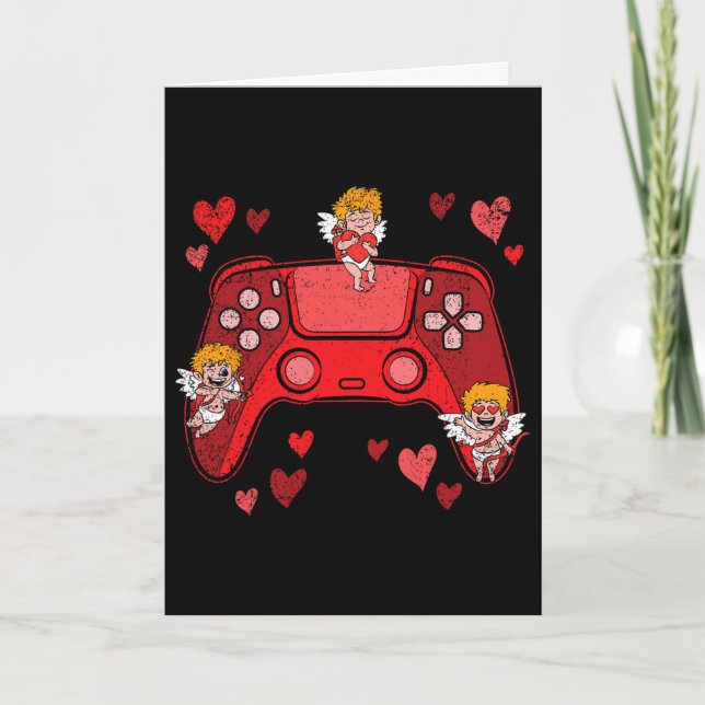 Hjärtformad datorspelskontroll Valentinska Cutenes Kort (Framsida)