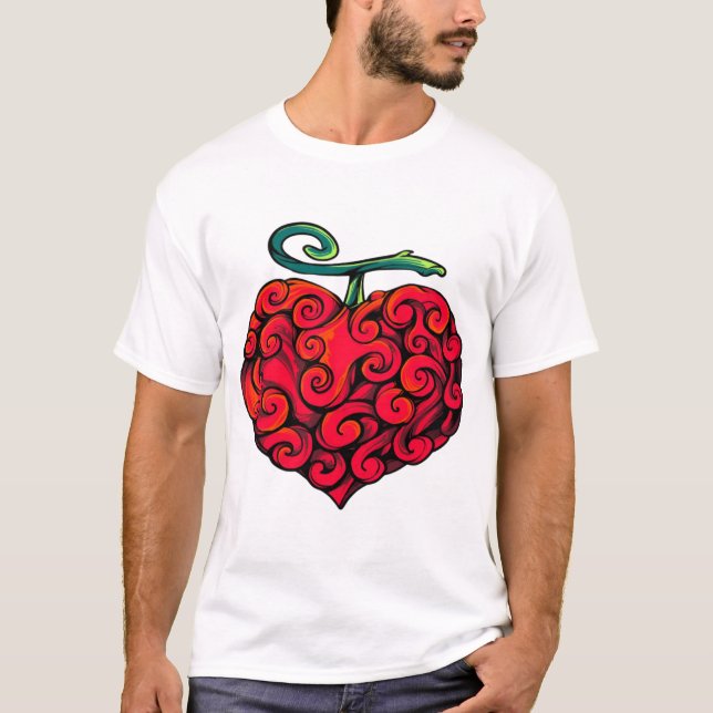 Hjärtformad flamma frukt Grafisk rolig eldig T-Shi T Shirt (Framsida)