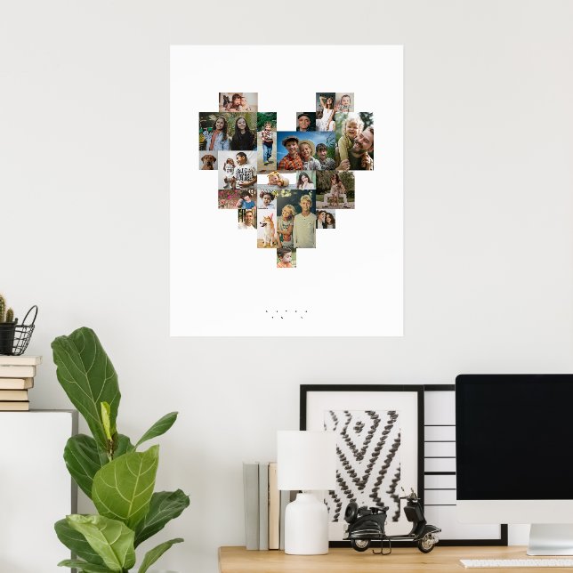 Hjärtformad fotomosaik poster (Hemmakontoret)