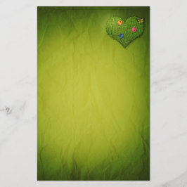 Hjärtformad Gräsmatta Flowers Butterfly Brevpapper