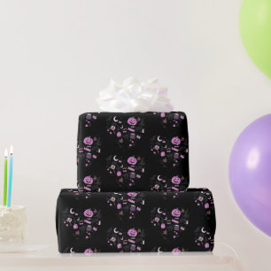 Hjärtformad Halloween-mönster Svart Halloween Presentpapper