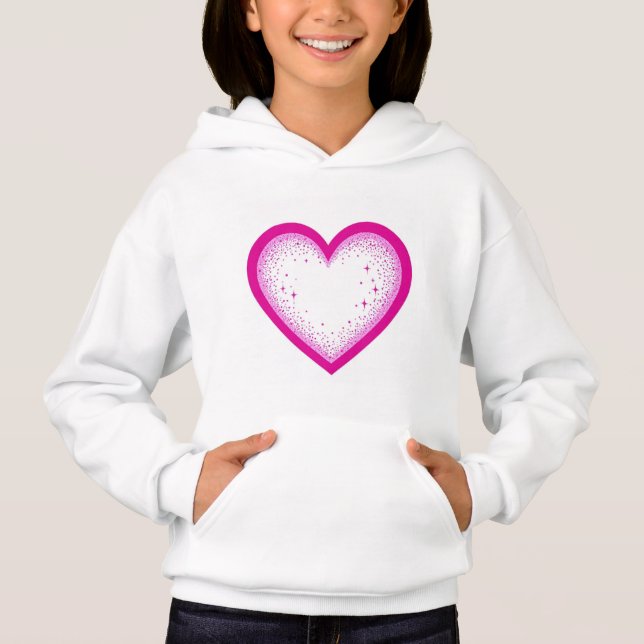 Hjärtformad hoodie för flickor  t shirt (Framsida)