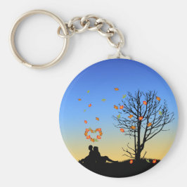 Hjärtformad Höst löv par Nyckelring