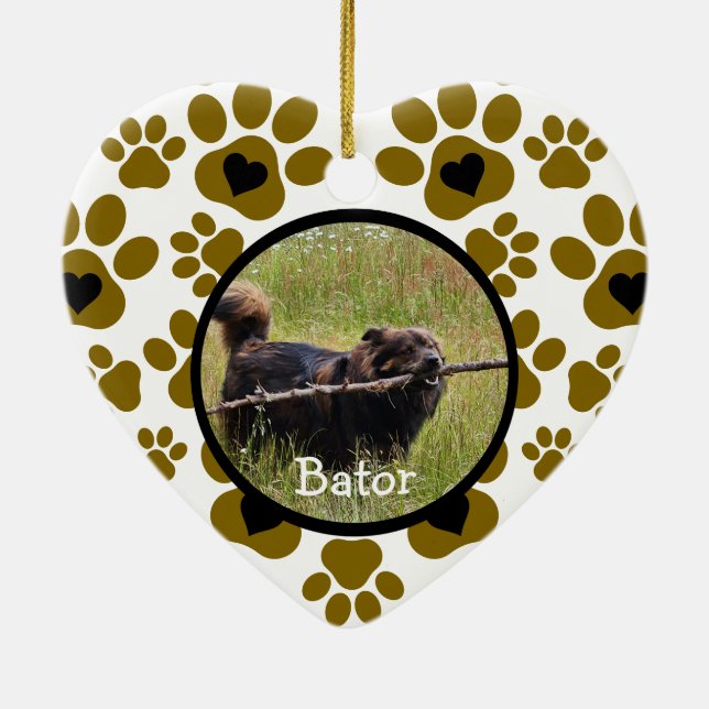 Hjärtformad hundpaw keramisk prydnad julgransprydnad keramik (Baksidan)