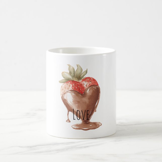 Hjärtformad jordgubbe med chokladöverdrag kaffemugg (Center)